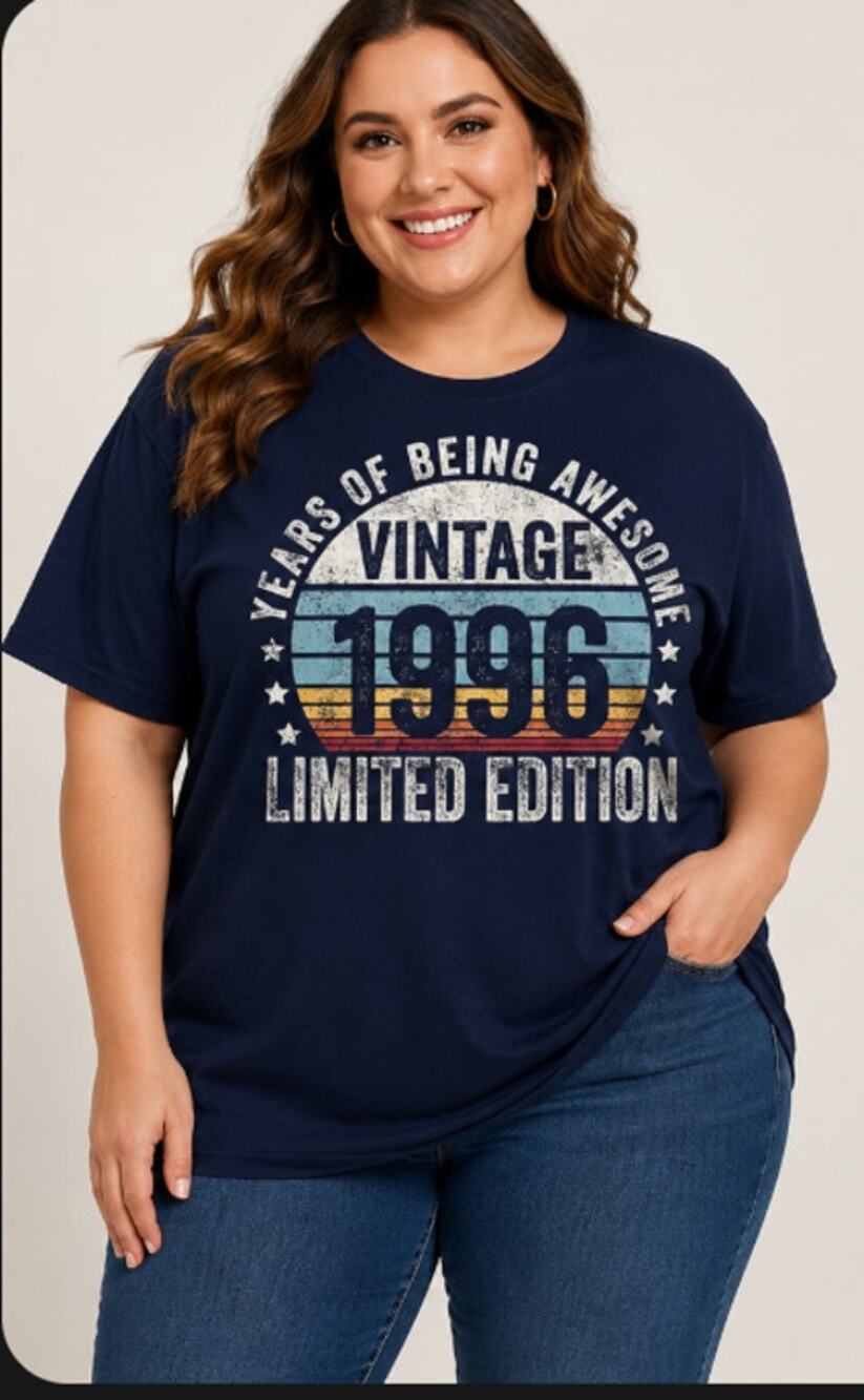 Gildan Vintage 1996 Birthday Graphic Tee Navy Blue 3XL NWOT